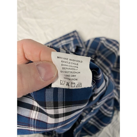 GC Pearl Snap Western Shirt XXL Plaid Blue White Long Sleeve - Picture 10 of 11